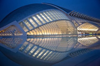 Valencia, İspanya-10 Nisan 2019: Principe Felipe Bilim Müzesi, Sanat ve Bilim Şehri - İspanya 'nın Valencia kentindeki eğlence tabanlı kültürel ve mimari kompleksi