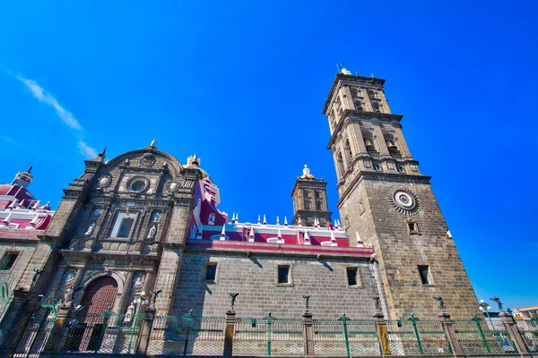 Památník Centrální Puebla Katedrála Catedral Basilica Puebla — Stock fotografie