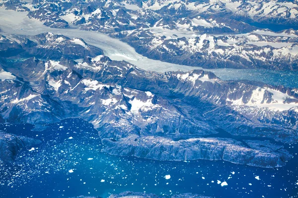 Aerial View Scenic Greenland Glaciers Icebergs — Stock Photo, Image