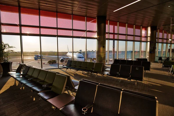 Boston Eua Outubro 2017 Logan Airport Passenger Waiting Area Connecting — Fotografia de Stock