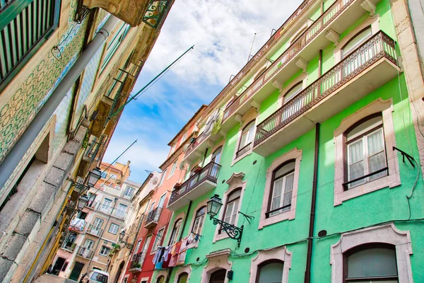Coloridos Edificios Del Centro Histórico Lisboa Cerca Histórica Plaza Rossio — Foto de Stock
