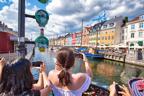 Copenhague Dinamarca Agosto 2018 Famosa Bahía Nyhavn New Harbour Copenhague —  Fotos de Stock