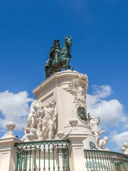 Famous Commerce Plaza Praca Comercio Lisbon Facing Tagus River — Stock Photo, Image