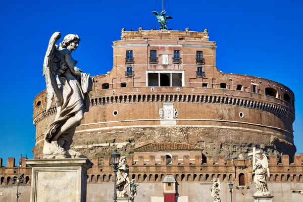 Szent Angelo Kastély Híd Castel Sant Angelo Rómában — Stock Fotó