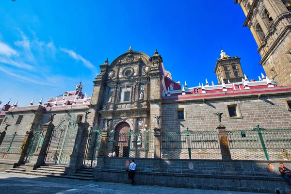 Mexiko Puebla April 2018 Landmärke Central Puebla Cathedral Katedralen Basilica — Stockfoto