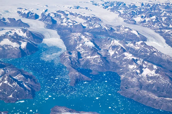 Vista Aérea Los Glaciares Témpanos Escénicos Groenlandia —  Fotos de Stock