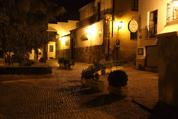 Ronda, Andalucia, Spain-October 20, 2017: Old town streets at night