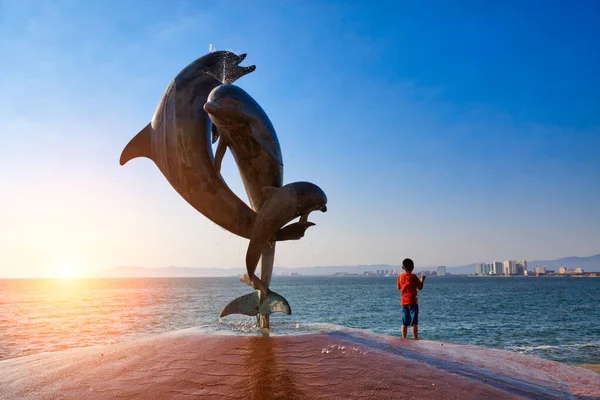 Διάσημοι Θαλάσσιοι Περίπατοι Puerto Vallarta Malecon — Φωτογραφία Αρχείου