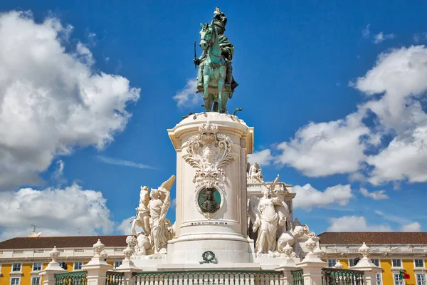 Famous Commerce Plaza Praca Comercio Lisbon Facing Tagus River — Stock Photo, Image