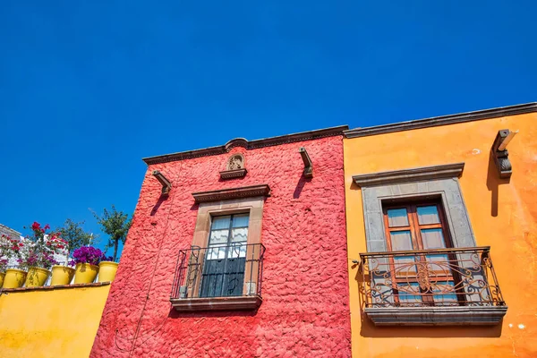 Mexique Bâtiments Colorés Rues San Miguel Allende Dans Centre Historique — Photo