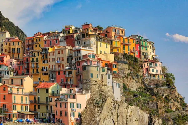 Italie Manarola Rues Colorées Surplombant Littoral Pittoresque — Photo