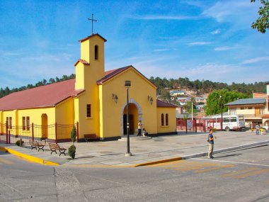 Mexico, Creel-20 October, 2016: Historic city center streets and churches during a peak tourist season clipart