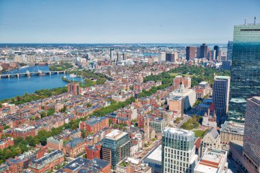 Prudential Tower gözlem güvertesinden Boston 'un panoramik hava manzarası