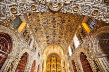 Oaxaca, Meksika-2 Aralık 2018: Tarihi Oaxaca şehir merkezindeki Tarihi Santo Domingo Katedrali