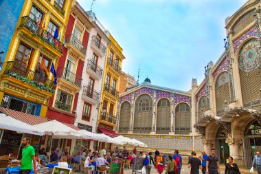 Valencia, İspanya-16 Ekim 2017: Central City market (Mercado Central)