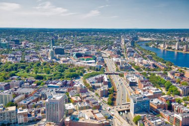 Prudential Tower gözlem güvertesinden Boston 'un panoramik hava manzarası