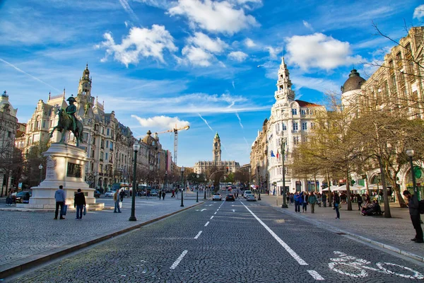 Oporto Portugal Octubre 2017 Calle Oporto Central Avenida Dos Aliados — Foto de Stock