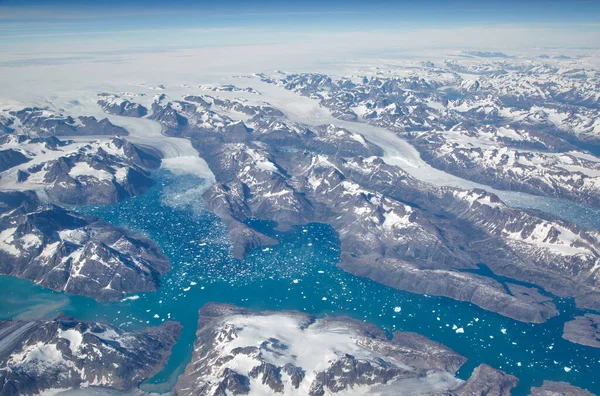 Vista Aérea Dos Glaciares Icebergs Panorâmicos Gronelândia — Fotografia de Stock