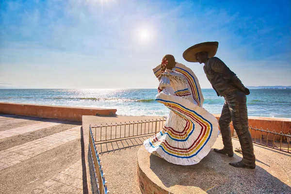 Híres Puerto Vallarta Tengeri Sétány Malecon — Stock Fotó