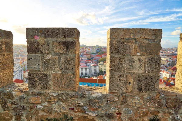 Coloridas Calles Lisboa Vista Desde Mirador Del Castillo San Jorge — Foto de Stock