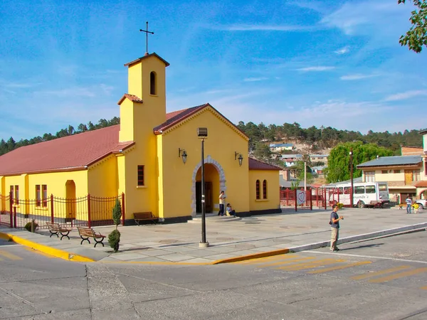2016 Mexico Creel October 2016 Historic City Street Church Peak — 스톡 사진