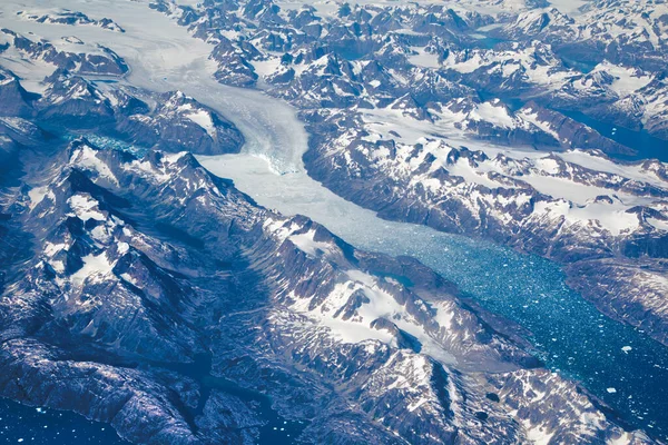 Vista Aérea Dos Glaciares Icebergs Panorâmicos Gronelândia — Fotografia de Stock