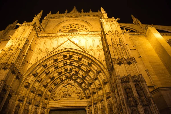 Escénico Sevilla Catedral Santa Maria Por Noche — Foto de Stock