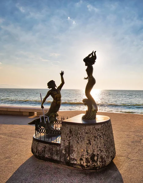 Puerto Vallarta Mexico April 2018 Famous Sculptures Scenic Ocean Boardwalk — Stock Photo, Image
