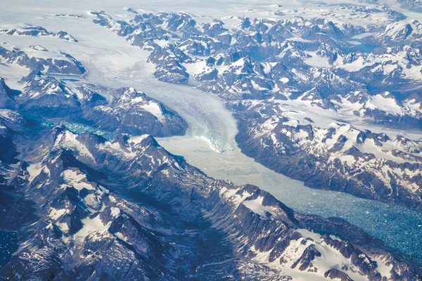 Vista Aérea Los Glaciares Témpanos Escénicos Groenlandia —  Fotos de Stock