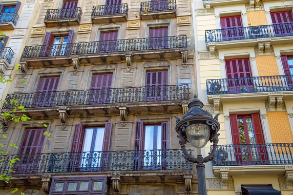 Spanyol Mimarisi Güzel Barselona Sokakları Las Ramblas Yakınlarındaki Tarihi Şehir — Stok fotoğraf