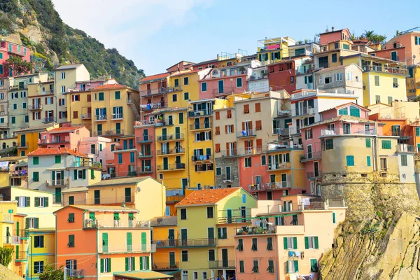 Italie Manarola Rues Colorées Surplombant Littoral Pittoresque — Photo