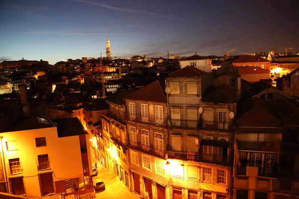 Oporto Portugal Octubre 2017 Hermosas Calles Oporto Por Noche —  Fotos de Stock