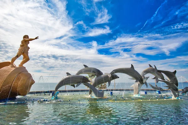 Mazatlan Mexikó December 2018 Delfin Szobor Található Festői Mazatlan Sétányon — Stock Fotó