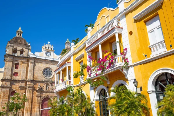 Slavné Koloniální Cartagena Zděné Město Cuidad Amurrallada Jeho Barevné Budovy — Stock fotografie