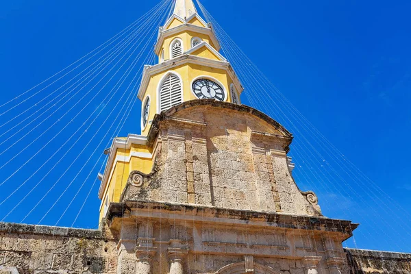 Entrada Para Famosa Cidade Colonial Cartagena Cuidad Amurrallada Através Torre — Fotografia de Stock