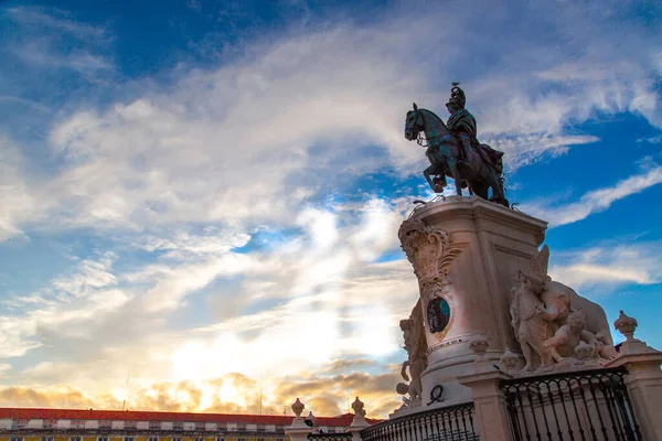 Berühmter Commerce Plaza Praca Comercio Lissabon Mit Blick Auf Den — Stockfoto