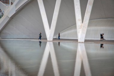 Valencia, İspanya-10 Nisan 2019: Principe Felipe Bilim Müzesi, Sanat ve Bilim Şehri - İspanya 'nın Valencia kentindeki eğlence tabanlı kültürel ve mimari kompleksi
