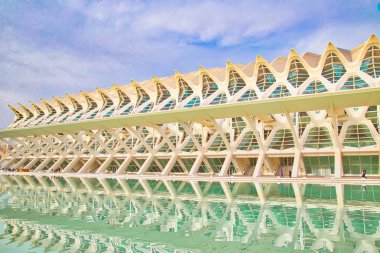 Valencia, İspanya - 25 Ekim 2017: Santiago Calatrava ve Flix Candela tarafından yaratılan ünlü mimari kompleksi her yıl milyonlarca turistin ilgisini çekiyor