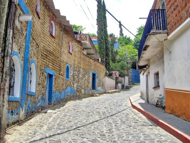 Tarihi şehir merkezinde Tepoztlan caddeleri