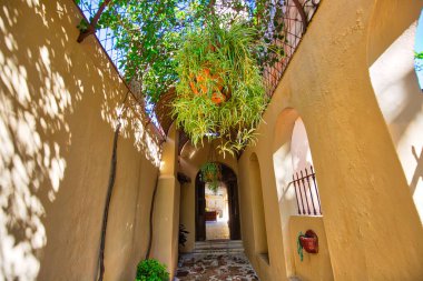 Meksika, tarihi şehir merkezinin Zona Centro 'sunda San Miguel de Allende caddeleri ve renkli binalar.