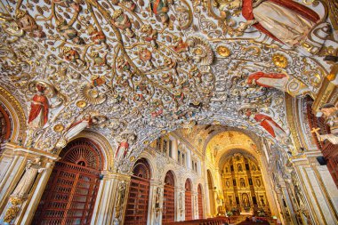 Oaxaca, Meksika-2 Aralık 2018: Tarihi Oaxaca şehir merkezindeki Tarihi Santo Domingo Katedrali