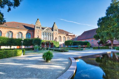 Kopenhag, Danimarka-3 Ağustos 2018: Danimarka Kraliyet Kütüphanesi içindeki Kopenhag Yahudi Müzesi binası Danimarka Kraliyet Kütüphanesi 'nin tarihi eserleri ve sanat eserleri sergilenmektedir.