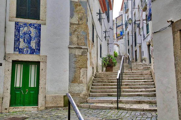 Lissabon Farbenfrohe Straßen Der Alfama — Stockfoto