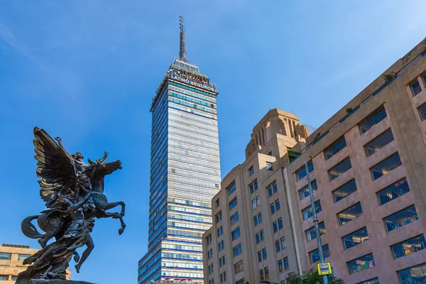 Mexico, Mexico City-3 February, 2020: Landmark tower Torre Latinoamericana near the Alameda Central Park