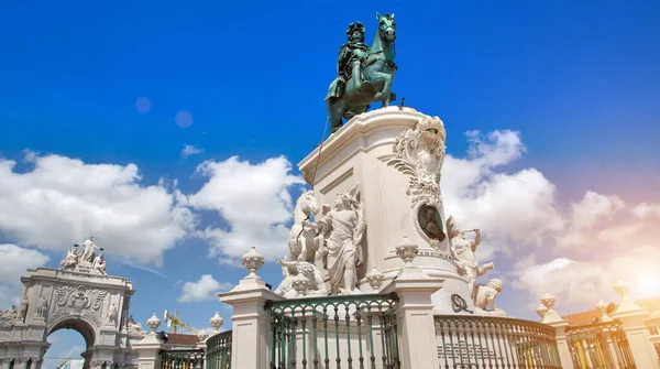 Berühmter Commerce Plaza Praca Comercio Lissabon Mit Blick Auf Den — Stockfoto