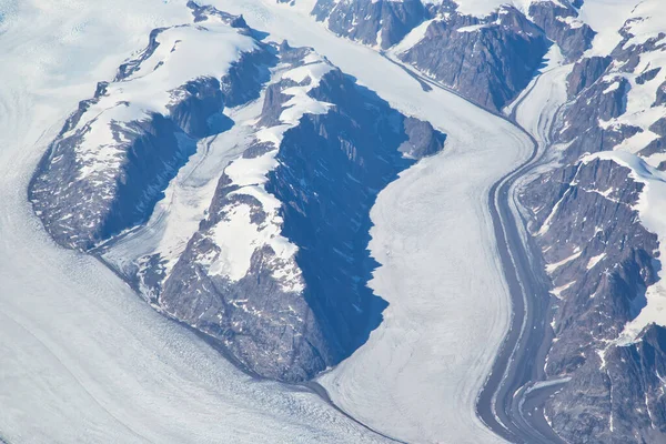 Aerial View Scenic Greenland Glaciers Icebergs — Stock Photo, Image