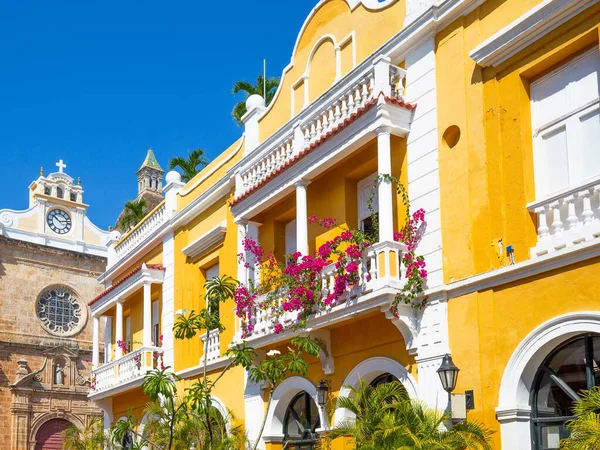 Famosa Cidade Colonial Cartagena Cuidad Amurrallada Seus Edifícios Coloridos Centro — Fotografia de Stock