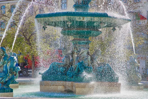 Fontaine Célèbre Place Rossio Lisbonne — Photo