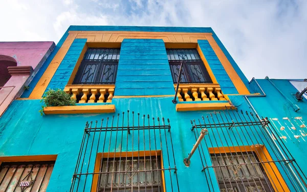 Monterrey Barevné Historické Budovy Centru Starého Města Barrio Antiguo Vrcholu — Stock fotografie