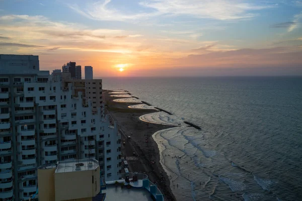 Vistas Panorámicas Las Playas Playas Cartagena Atardecer Cerca Del Centro — Foto de Stock